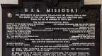 Closeup of plaque commemorating surrender ending WWII on Battleship Missouri